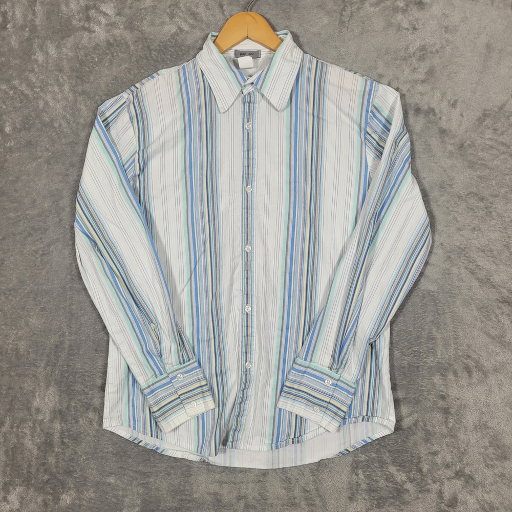 Vintage Pop Icon Shirt Mens XL Long Sleeve Button Up Colorful Striped USA Made